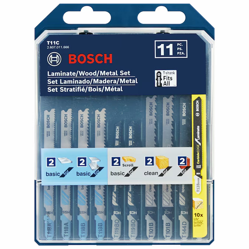 Set T-Shank High Speed Steel High Speed Steel High Carbon Steel Carbide Jigsaw Blade Set ( 11 -Pack )