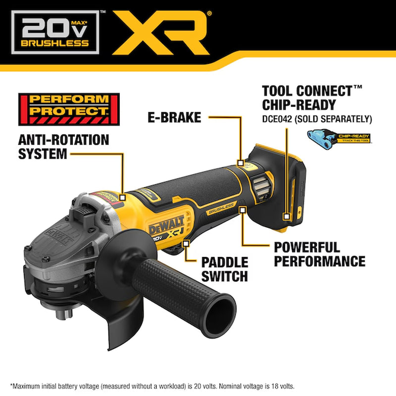 XR 4.5-In 20-Volt Max Paddle Switch Brushless Cordless Angle Grinder