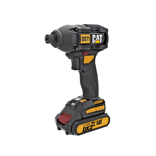 Caterpillar Cat® DX71 18V 1/4” Cordless High-Torque Impact Driver, Brushless with 3 Speed Settings – 2 Batteries & Charger Included