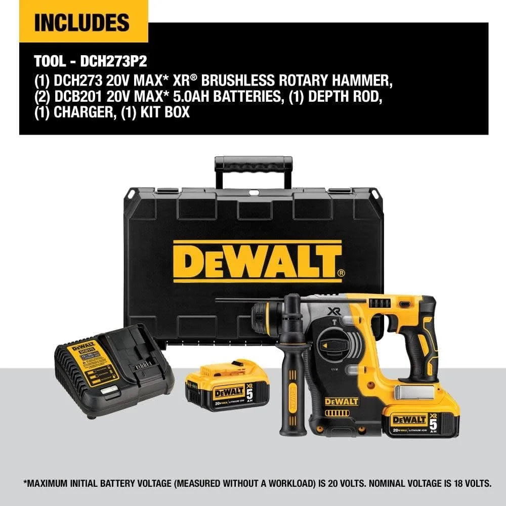 20V MAX SDS Rotary Hammer Drill Kit, 5-Ah Batteries DCH273P2