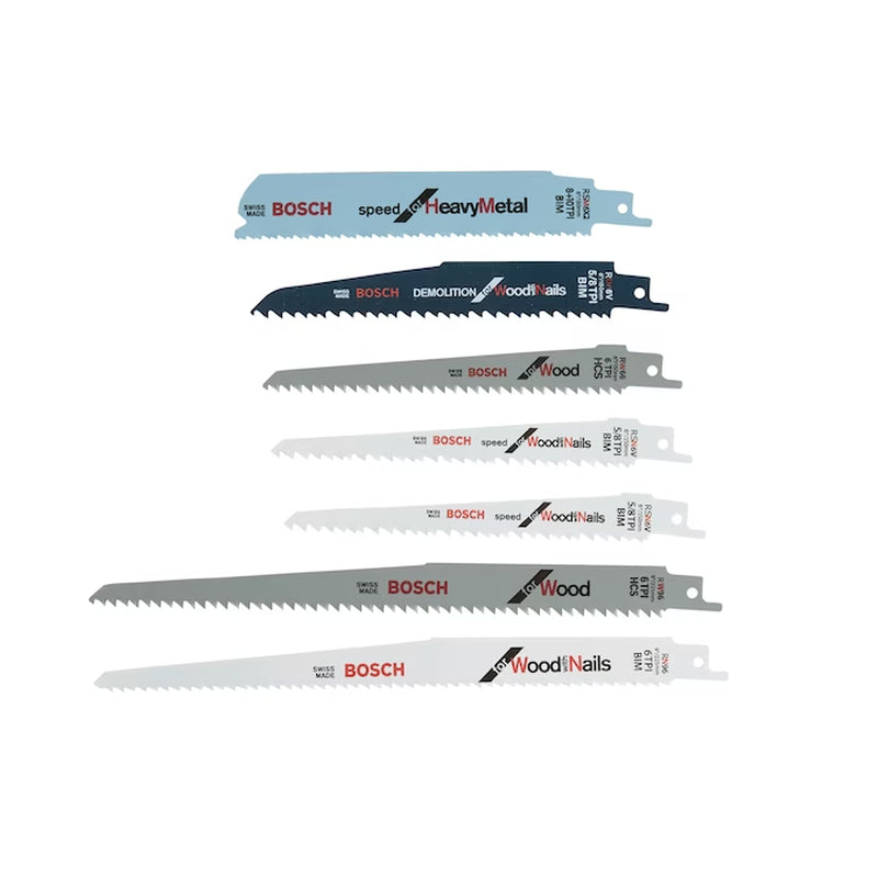 Bi-Metal Wood/Metal Cutting Demolition Reciprocating Saw Blade Set 7 -Pack