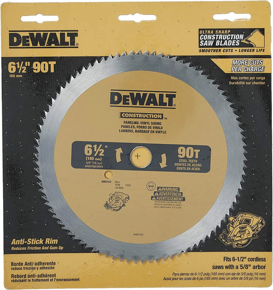 Circular Saw Blade, 6 1/2 Inch, 90 Tooth, Vinyl Cutting DW9153