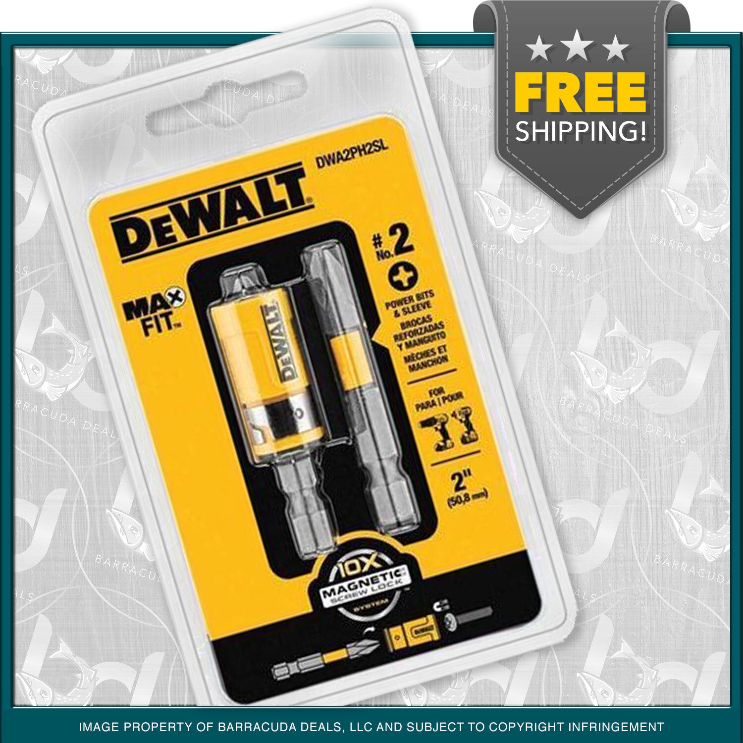 DEWALT DWA2PH2SL MAXFIT Phillips Power Set Sleeve Impact Driver Bits Pivoting