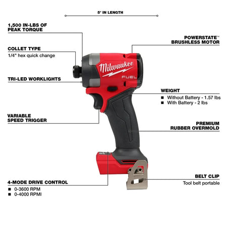 M18 FUEL 18V Lithium-Ion Brushless Cordless 1/4" Hex Impact Driver 2953-20 (Tool-Only)