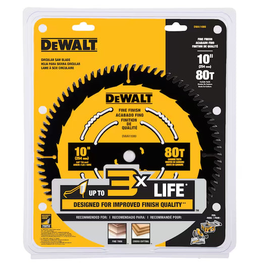 Large Diameter Saw Blades 10-In 80 -Tooth Fine Finish Tungsten Carbide-Tipped Steel Miter/Table Saw Blade Individual