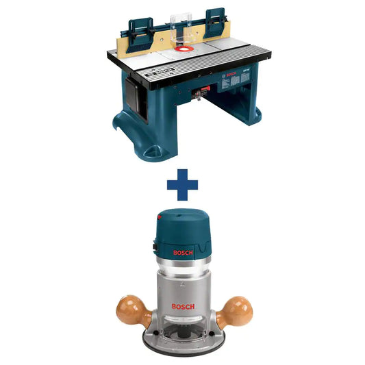 15 Amp Corded 27 In. X 18 In. Aluminum Router Table with Bonus 12 Amp Corded 2.25 HP Variable Speed Fixed-Base Router