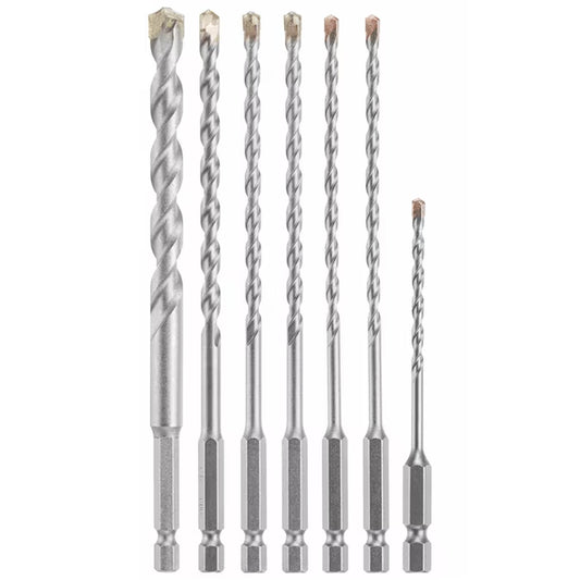 Impact Tough 7 -Piece High-Speed Steel Masonry Drill Bit Set for Hammer Drill