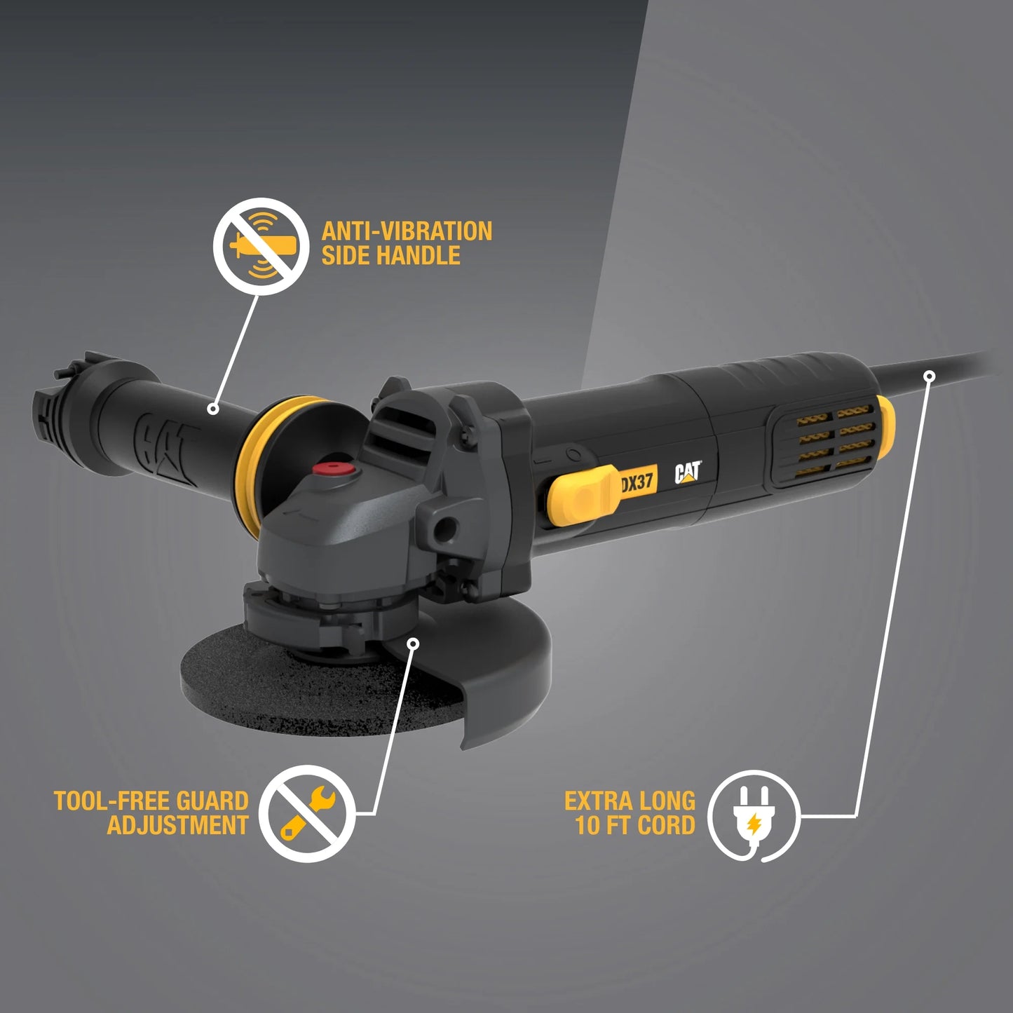 Caterpillar Cat® DX37U 4.5" Anti-Vibration Metal Angle Grinder
