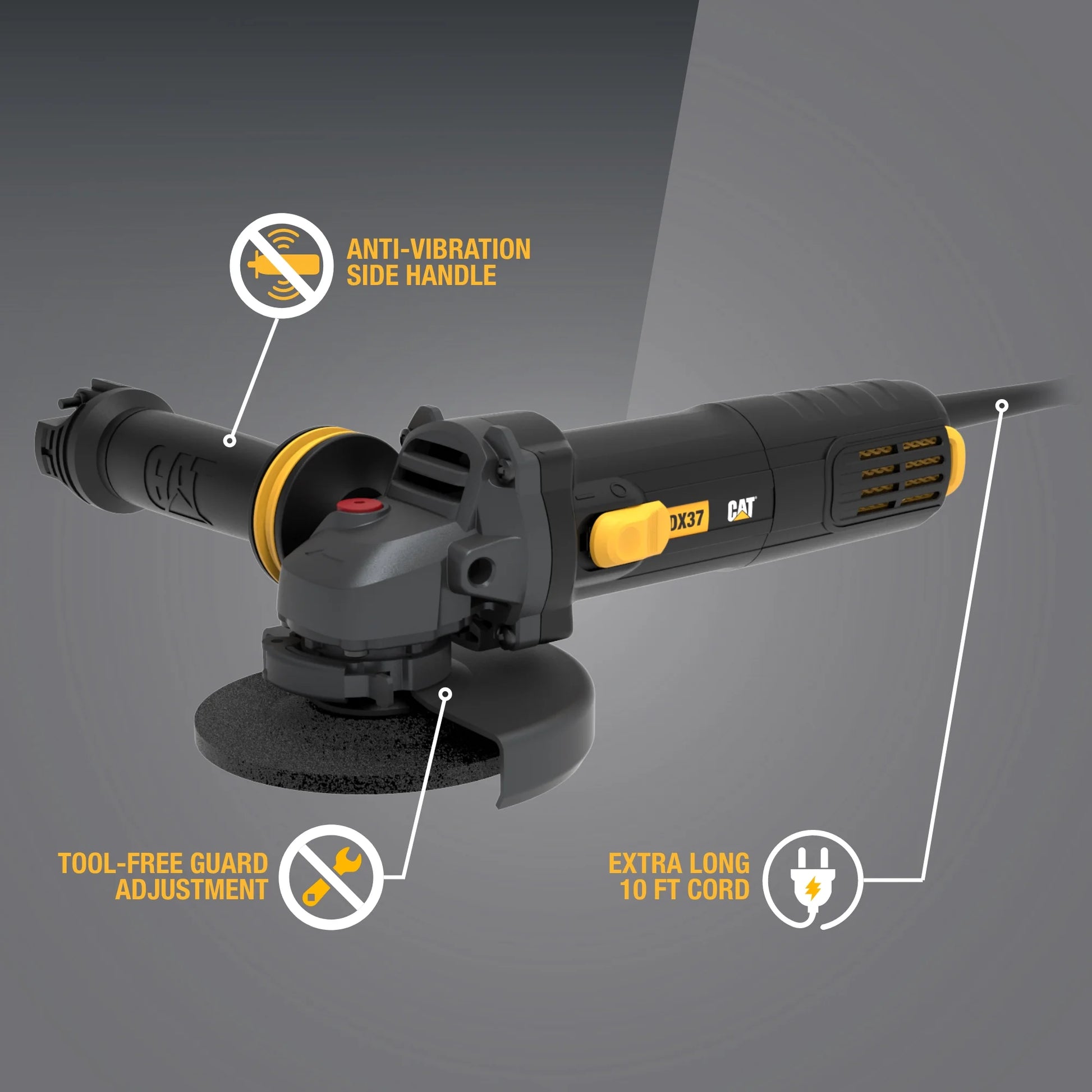 Caterpillar Cat® DX37U 4.5" Anti-Vibration Metal Angle Grinder
