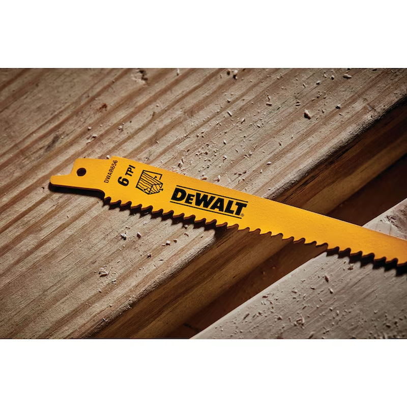 Bi-Metal 6-In 6 TPI Wood Cutting Reciprocating Saw Blade 5 -Pack