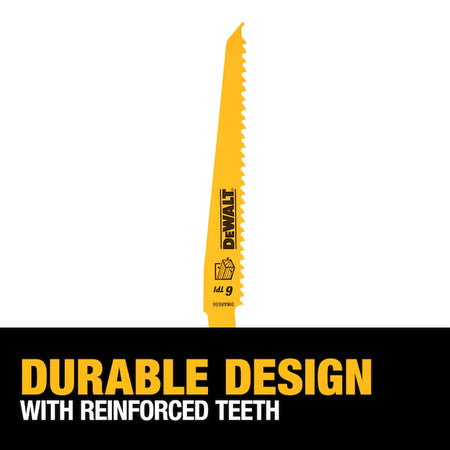 Bi-Metal 6-In 6 TPI Wood Cutting Reciprocating Saw Blade 5 -Pack