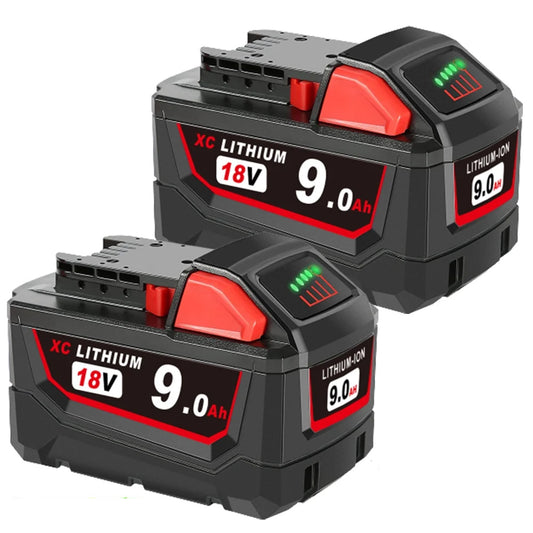 2-Pack 9.0Ah High Output Lithium-Ion Replacement Batteries for Milwaukee M18 Tools – Compatible with 48-11-1890, 48-11-1850, 48-11-1840, 48-11-1860, 48-11-1880