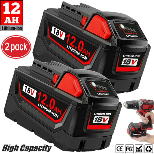 2Pack 18V 12.0Ah Tool Battery Replacement for Milwaukee M18 Lithium XC 12Ah Battery