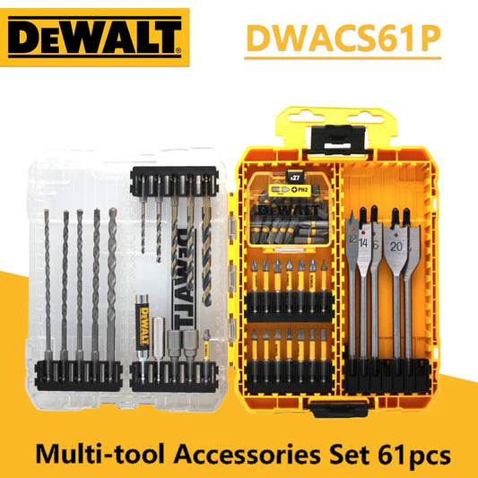 DEWALT DWACS61P Multi-tool Accessories Set 61pcs Extension Bit Holder Twist Drill Screwdriver Bits Impact Driver Bit Tool Case