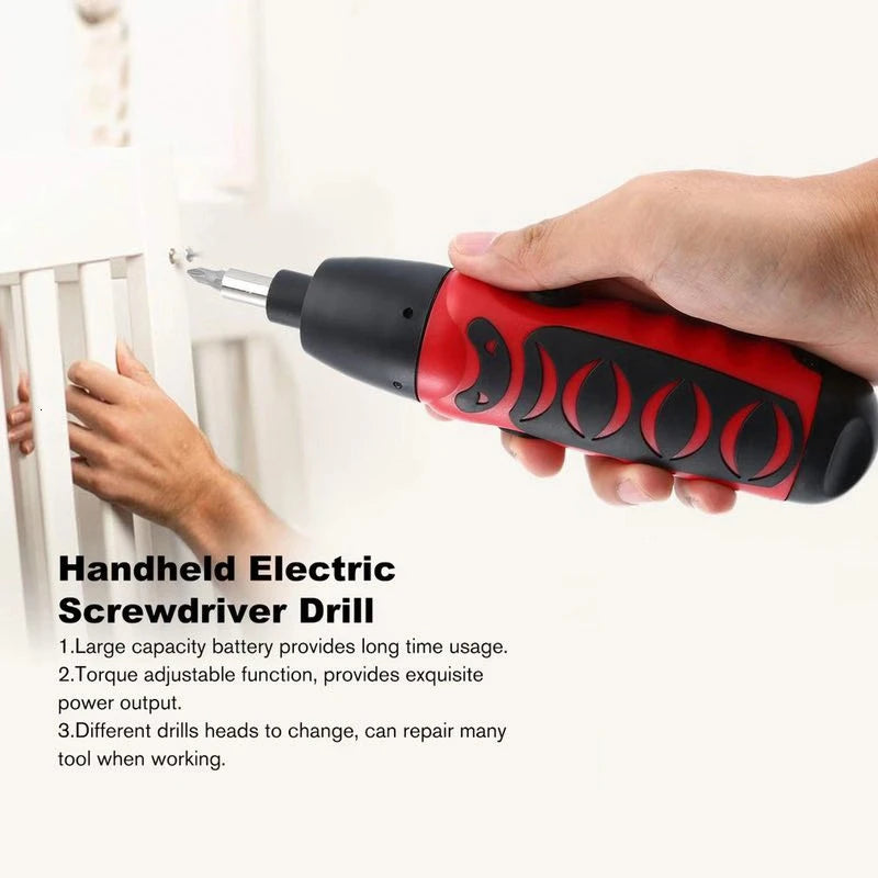 Mini Cordless Electric Screwdriver Set - Battery Powered Drill with 11 / 14 Bits