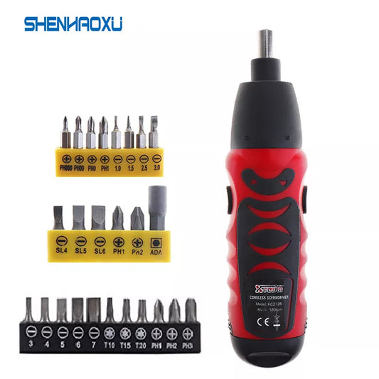 Mini Cordless Electric Screwdriver Set - Battery Powered Drill with 11 / 14 Bits