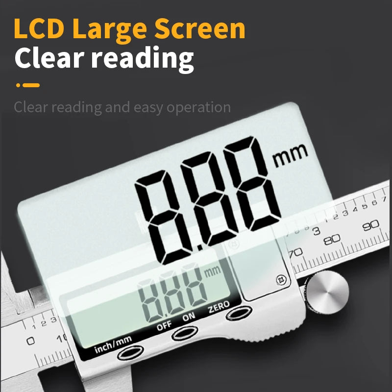 Kerseo Digital Caliper Stainless steel Metal Vernier Caliber Measuring Tools Woodworking Thickness Gauge Depth Electronic Ruler