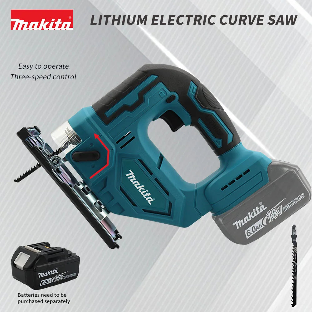 The Makita DJV182Z 340W Cord-Powered Curve Saw Is An Efficient Woodworking Tool For Cutting PVC/ Wood/Metal Band Blades