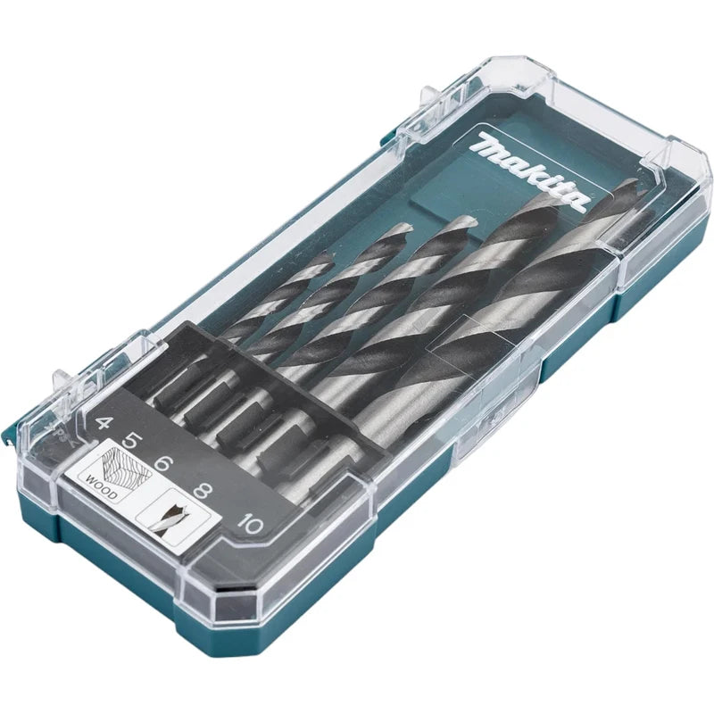 Makita D-72861 Wood Drill Bit Set 5-Piece 4 mm/5 mm/6 mm/8 mm/10 mm Straight Shank Impact Driver Twist Drill Tool Accessories
