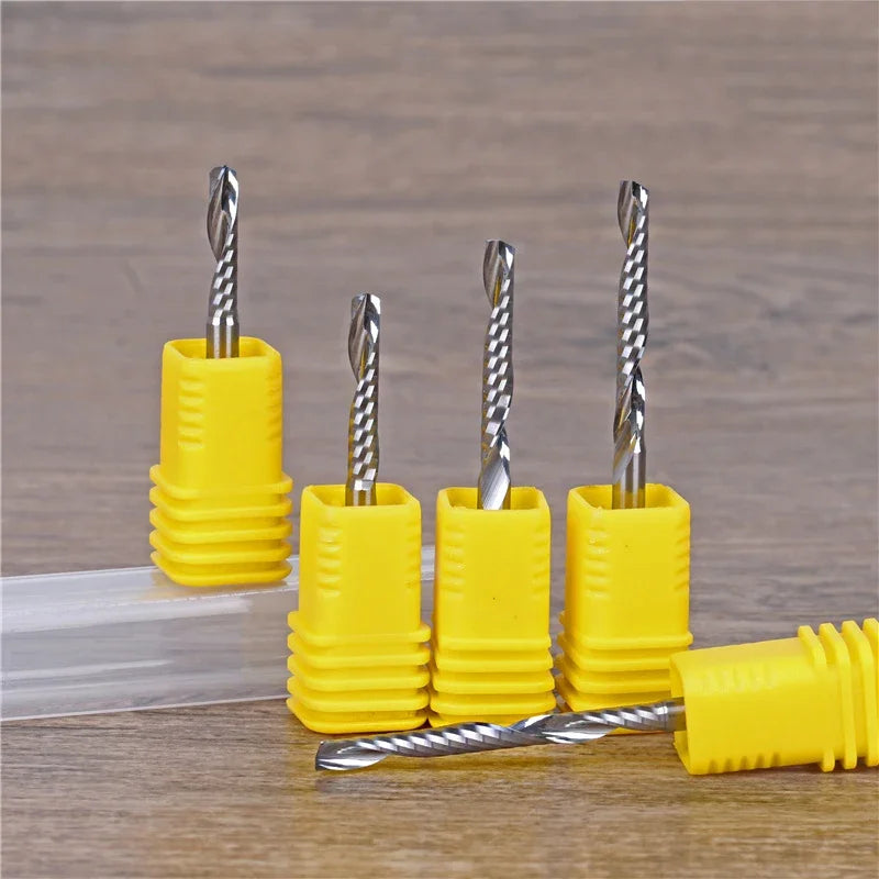 2Pcs 3A CNC Single Flute End Mill Spiral Cutter for MDF, PVC & Wood Milling