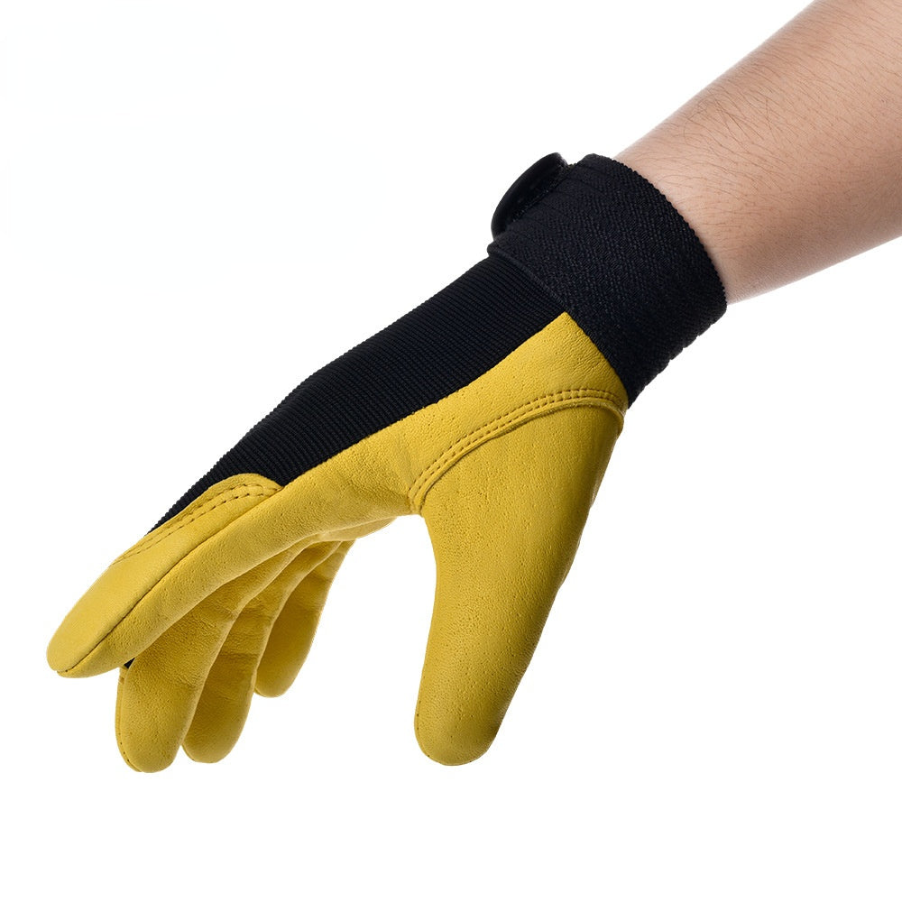 1Pair Pigskin Leather Gloves Wear Resistant Driving Working Repair Safe Gloves Security Protection  Work Out Gloves Work Safety