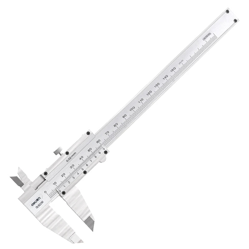 Deli Tools 150mm 0.02mm Carbon Steel Vernier Calipers Woodworking Tools Ruler Simple Caliper Vernier Measuring Tools