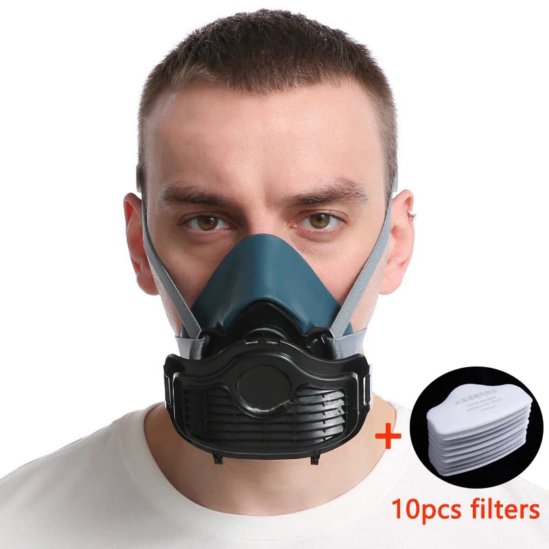 Silicone Dustproof Respirator Mask – Reusable Filter Mask for Spray Painting, Grinding, Woodworking & Construction