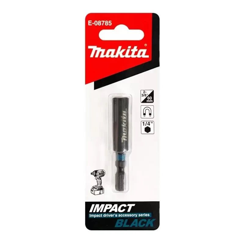 Makita E-08785 Impact Magnetic Extension Bit Holder Black 60MM/1/4" Hexagon  Rust Resistant Durable Tool Accessories