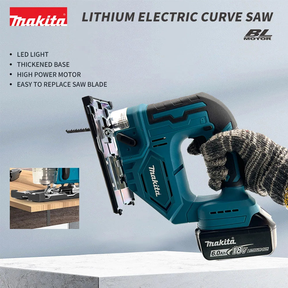 The Makita DJV182Z 340W Cord-Powered Curve Saw Is An Efficient Woodworking Tool For Cutting PVC/ Wood/Metal Band Blades