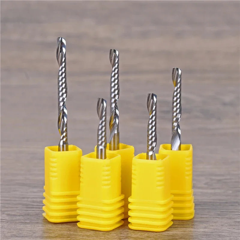 2Pcs 3A CNC Single Flute End Mill Spiral Cutter for MDF, PVC & Wood Milling