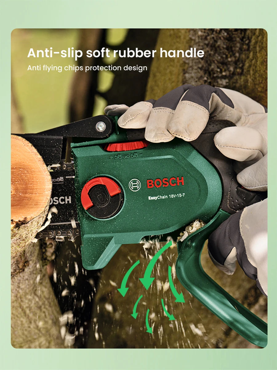 Bosch 18V Cordless Chainsaw Easychain 18V-15-7 Compact Pruner Power Tools Brushless Mini Electric Pruning Saw for Cutting Wood