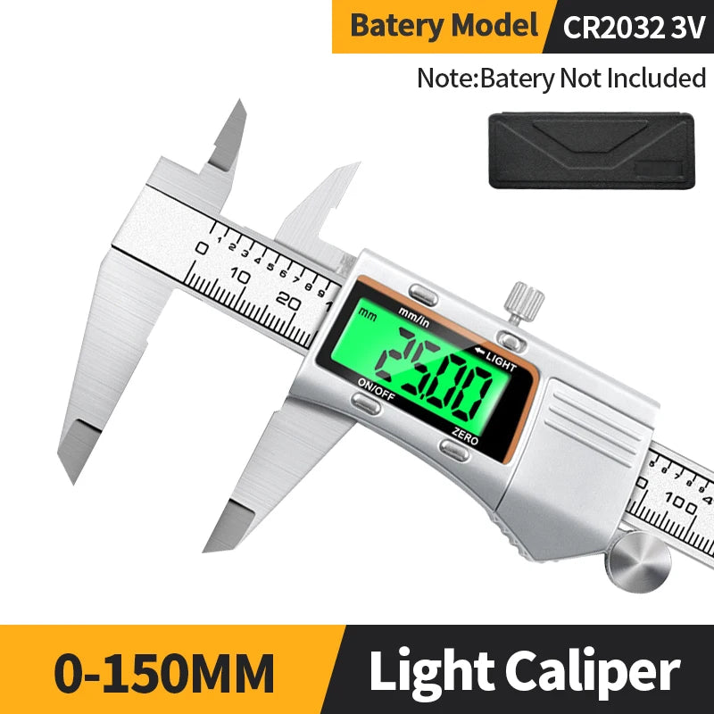 Kerseo Digital Caliper Stainless steel Metal Vernier Caliber Measuring Tools Woodworking Thickness Gauge Depth Electronic Ruler
