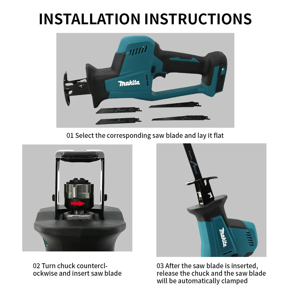 Makita DJR189 Reciprocating Saw Brushless Wood Metal Cutting Portable Handheld Rechargeable 18V Lithium Battery Power Tool