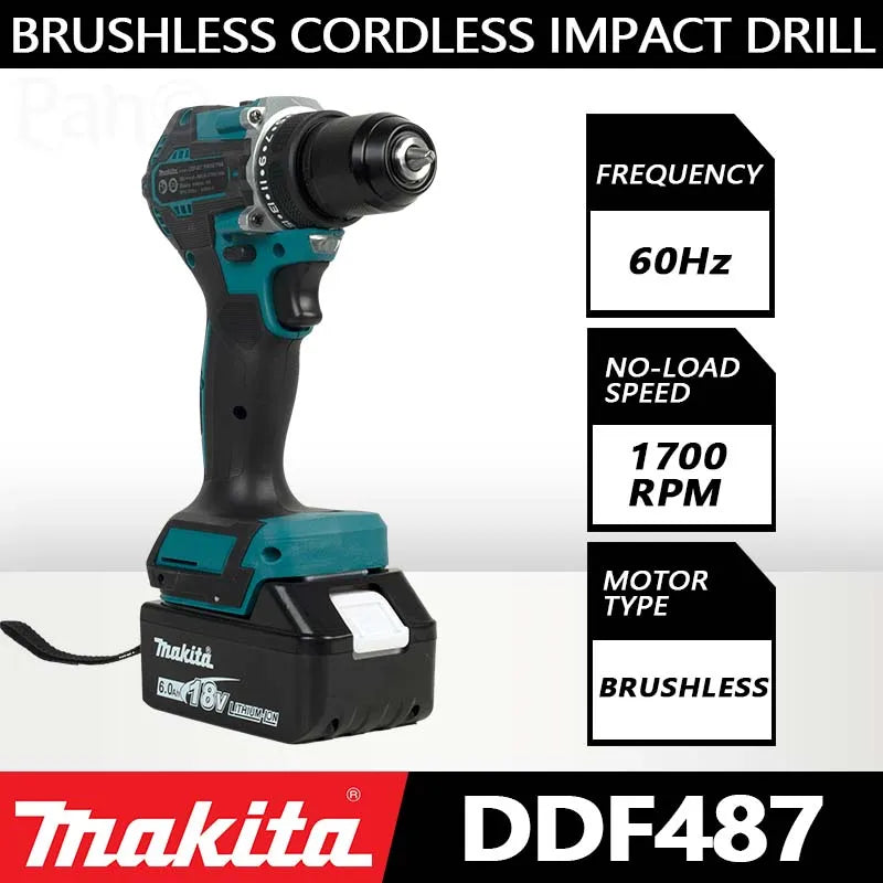 Makita DDF487-10 Brushless Impact Drill Cordless Electric Driver Multifunctional Power Tool For 18V Makita Battery