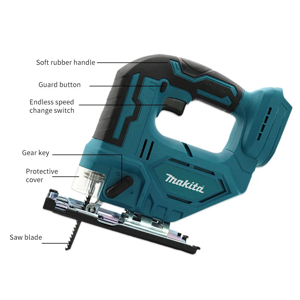 The Makita DJV182Z 340W Cord-Powered Curve Saw Is An Efficient Woodworking Tool For Cutting PVC/ Wood/Metal Band Blades