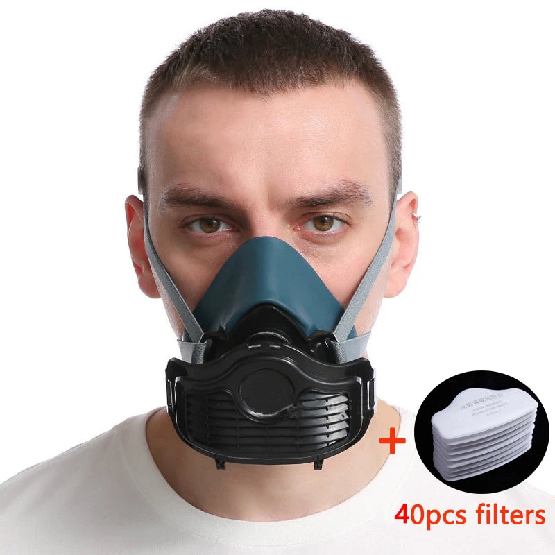 Silicone Dustproof Respirator Mask – Reusable Filter Mask for Spray Painting, Grinding, Woodworking & Construction