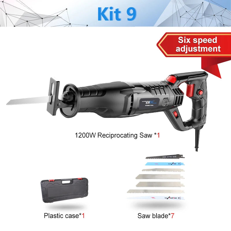 NEWONE 900W-1200W Reciprocating Saw -6-Speed Electric Saber Saw for Wood & Metal