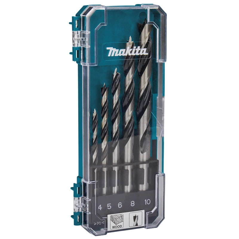 Makita D-72861 Wood Drill Bit Set 5-Piece 4 mm/5 mm/6 mm/8 mm/10 mm Straight Shank Impact Driver Twist Drill Tool Accessories