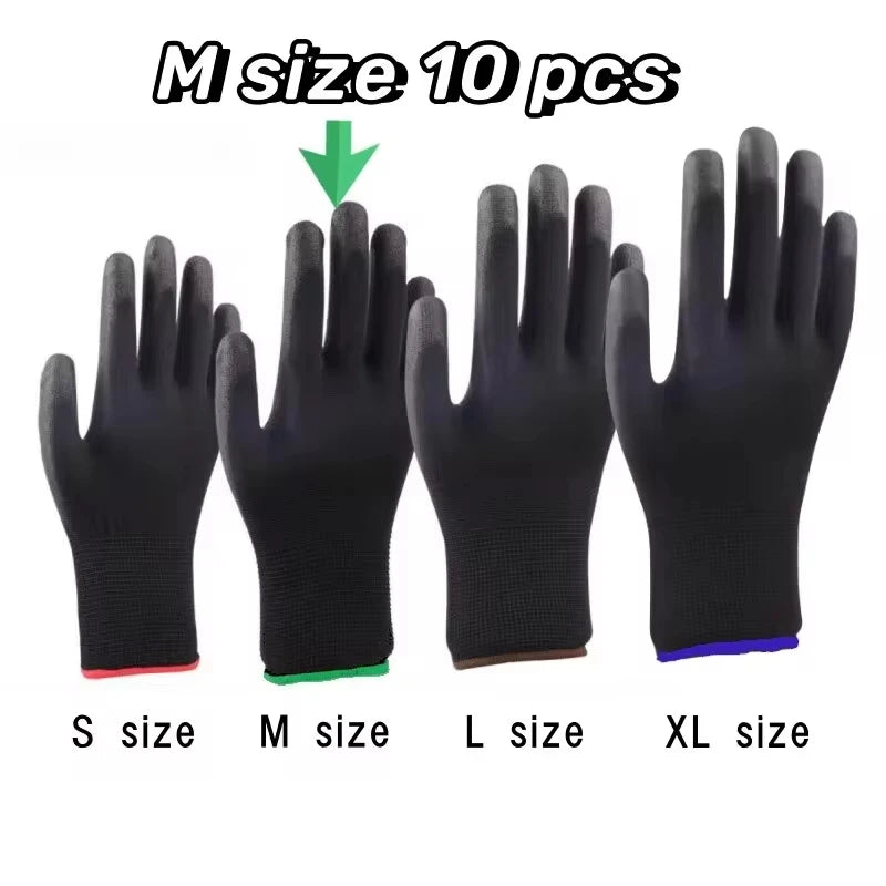 Nylon Cotton Safety Work Gloves – Palm-Coated Protective Gloves for Mechanics, Construction & Industrial Use