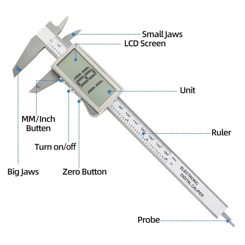 Digital Caliper Electronic Plastic Calipers Vernier Measuring Tool Carpentry Tool Ruler Large Screen Pachometer Digital Caliber