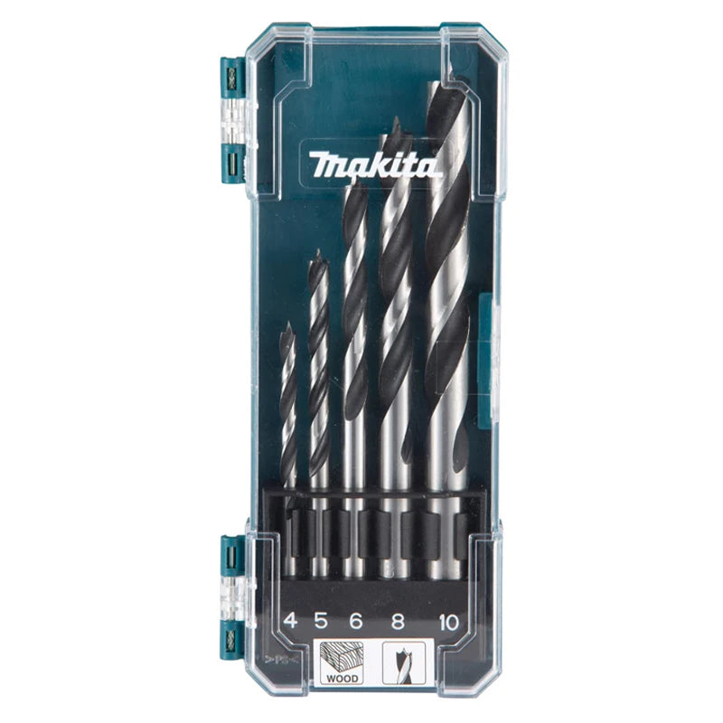 Makita D-72861 Wood Drill Bit Set 5-Piece 4 mm/5 mm/6 mm/8 mm/10 mm Straight Shank Impact Driver Twist Drill Tool Accessories