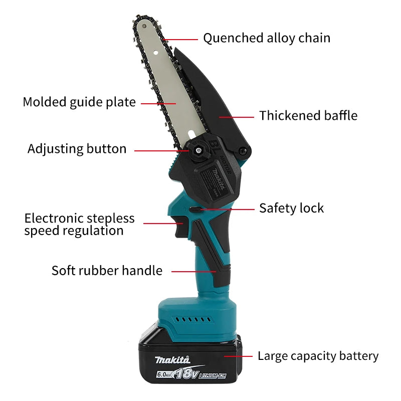 MAKITA Japan Makita electric chainsaw UC100 rechargeable branch pruning 4 inch wood workshop DIY with 12V lithium electric loggi