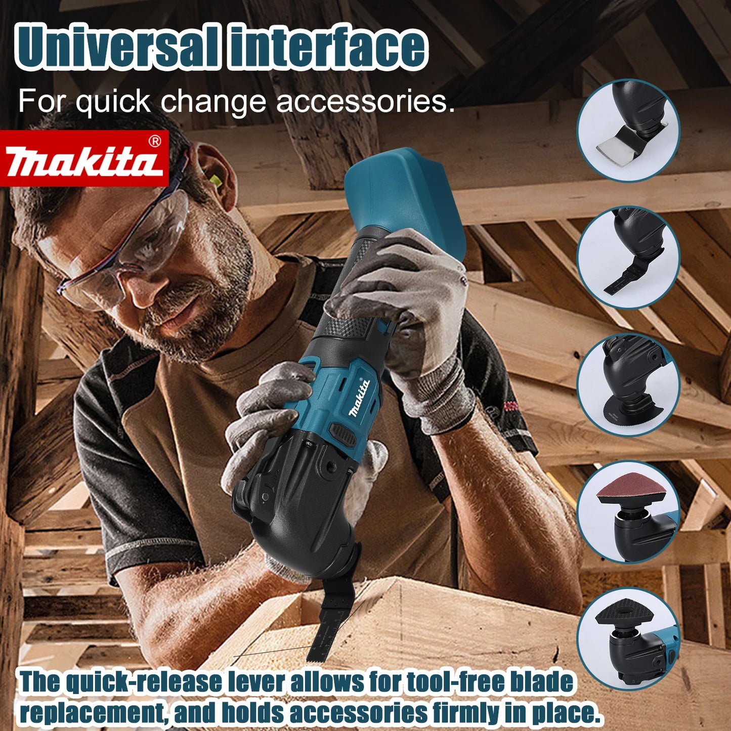Makita Brushless Quick Release Oscillating 18V Tool Multi Functional Tool Renovator Electric Trimmer Compatible For MAKITA 18V