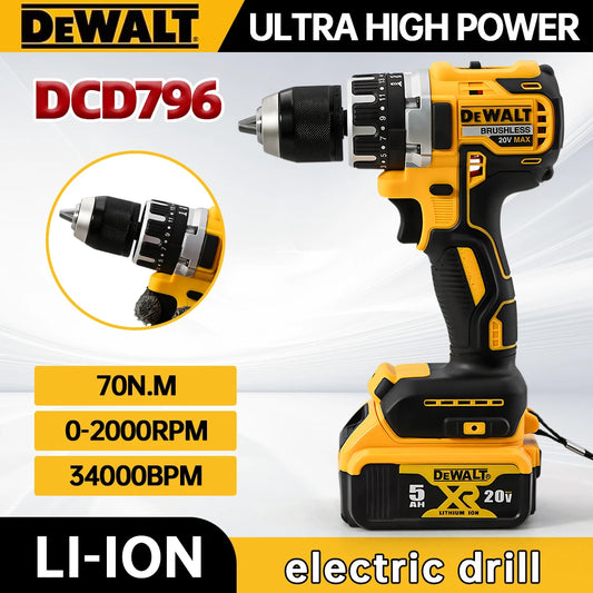 Dewalt Impact Electric Drills DCD796 Brushless Compact 65N.m High Torque Handheld Drills Use Dewalt 20v Battery New Power Tools