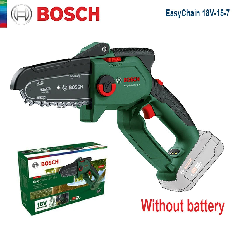 Bosch 18V Cordless Chainsaw Easychain 18V-15-7 Compact Pruner Power Tools Brushless Mini Electric Pruning Saw for Cutting Wood