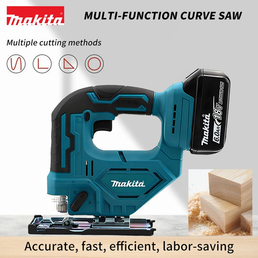The Makita DJV182Z 340W Cord-Powered Curve Saw Is An Efficient Woodworking Tool For Cutting PVC/ Wood/Metal Band Blades