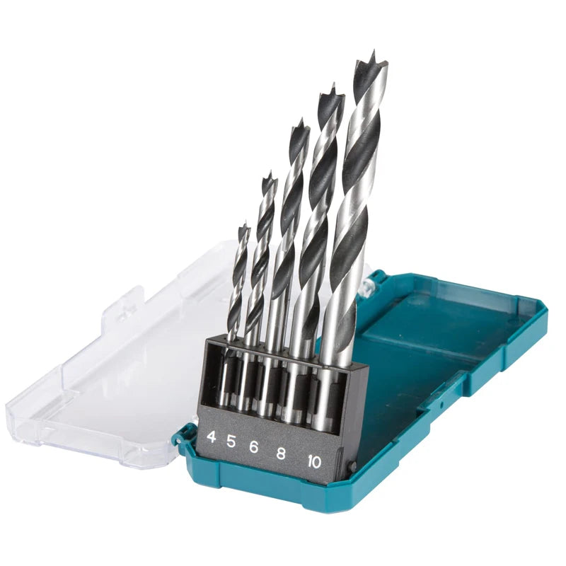 Makita D-72861 Wood Drill Bit Set 5-Piece 4 mm/5 mm/6 mm/8 mm/10 mm Straight Shank Impact Driver Twist Drill Tool Accessories