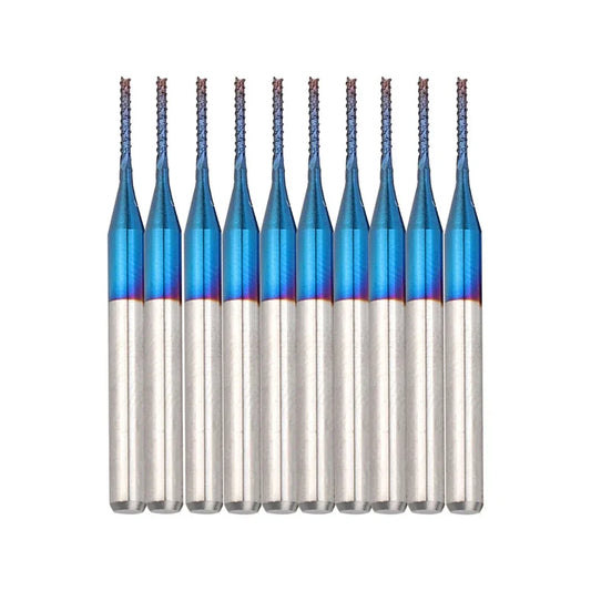 10pcs 1mm Milling Cutter Carbide End Mill Tapered Corn End CNC Router Bits For Wood Metal CNC PCB Milling Tool