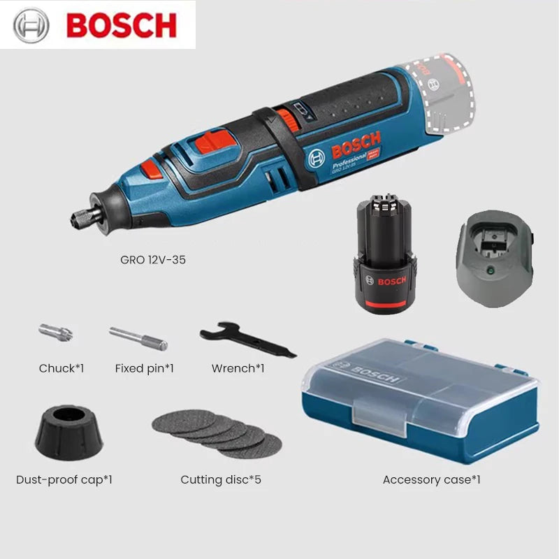 Bosch GRO 12V-35 Cordless Grinder 12V Electric Drill for Engraving Sanding Polishing Drilling Cutting Device Rotary Power Tool