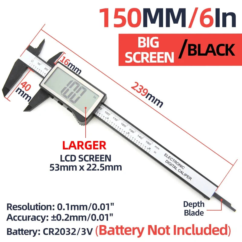 Digital Caliper Electronic Plastic Calipers Vernier Measuring Tool Carpentry Tool Ruler Large Screen Pachometer Digital Caliber